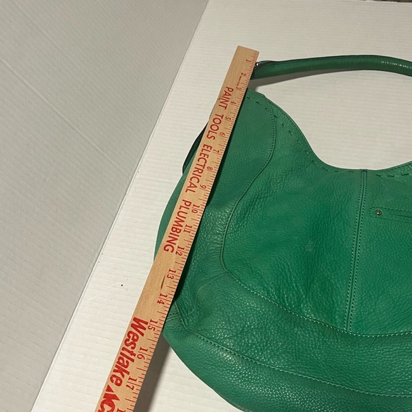 B. Makowsky Green GENUINE LEATHER  Purse Shoulder Bag Matching Makeup Bag - Picture 10 of 11